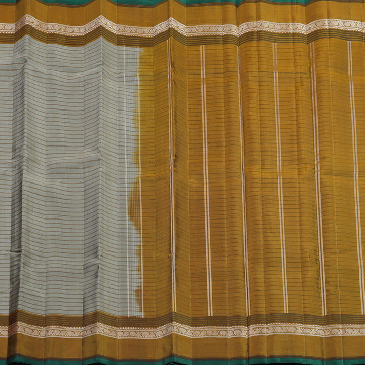Hayagrivas Handloom Elephant Grey Kanjivaram Silk Saree with Honey Mustard Border KSBE135C2-6