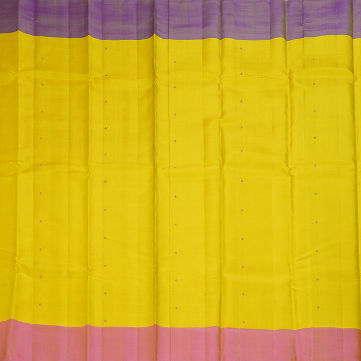 Hayagrivas Handloom Sampanga Yellow Kanjivaram Silk Saree with Ganga Jamuna Border KSBE135C3-2