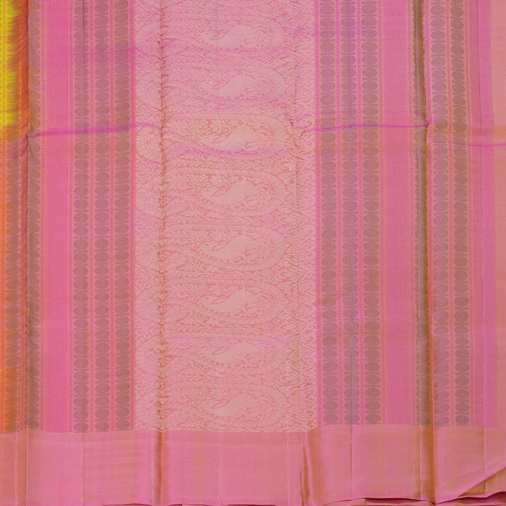Hayagrivas Handloom Sampanga Yellow Kanjivaram Silk Saree with Ganga Jamuna Border KSBE135C3-2