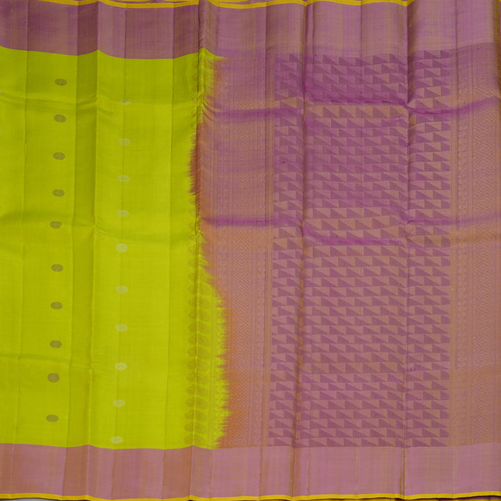 Hayagrivas Handloom Lime Green Kanjivaram Silk Saree KSBE135C3-6