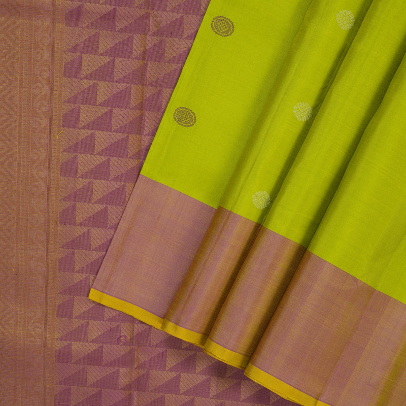 Hayagrivas Handloom Lime Green Kanjivaram Silk Saree KSBE135C3-6