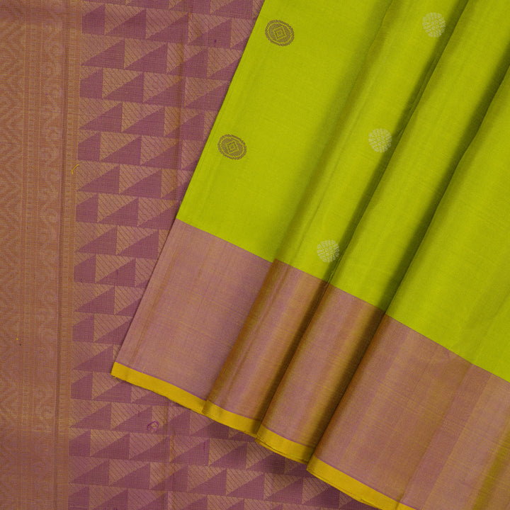 Hayagrivas Handloom Lime Green Kanjivaram Silk Saree KSBE135C3-6