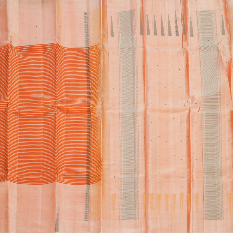 Hayagrivas Handloom Rust Orange Kanjivaram Silk Saree with Peach Orange Border KSBE135C4-1