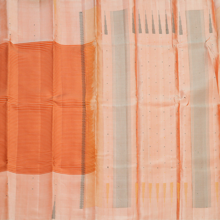 Hayagrivas Handloom Rust Orange Kanjivaram Silk Saree with Peach Orange Border KSBE135C4-1