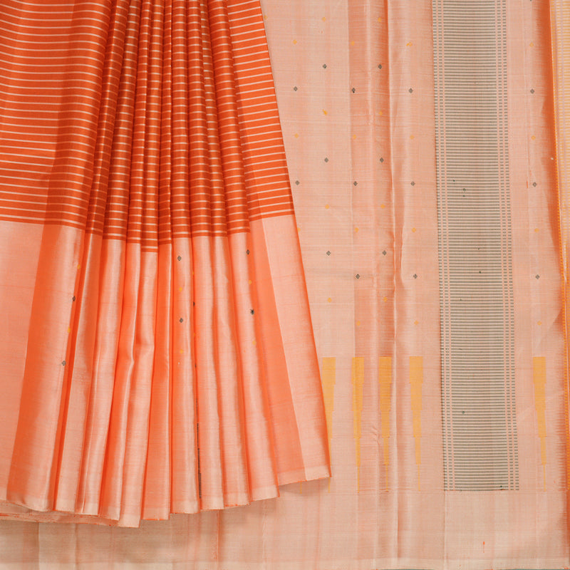 Hayagrivas Handloom Rust Orange Kanjivaram Silk Saree with Peach Orange Border KSBE135C4-1