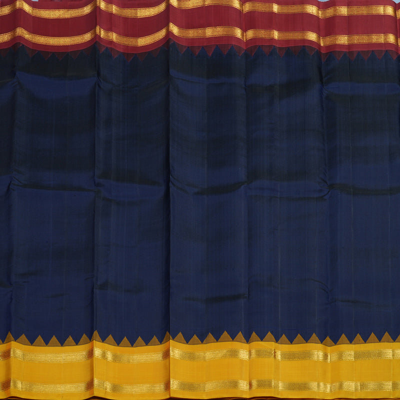 Hayagrivas Handloom Navy Blue Kanjivaram Silk Saree with Ganga Jamuna Border KSBE135C6-1