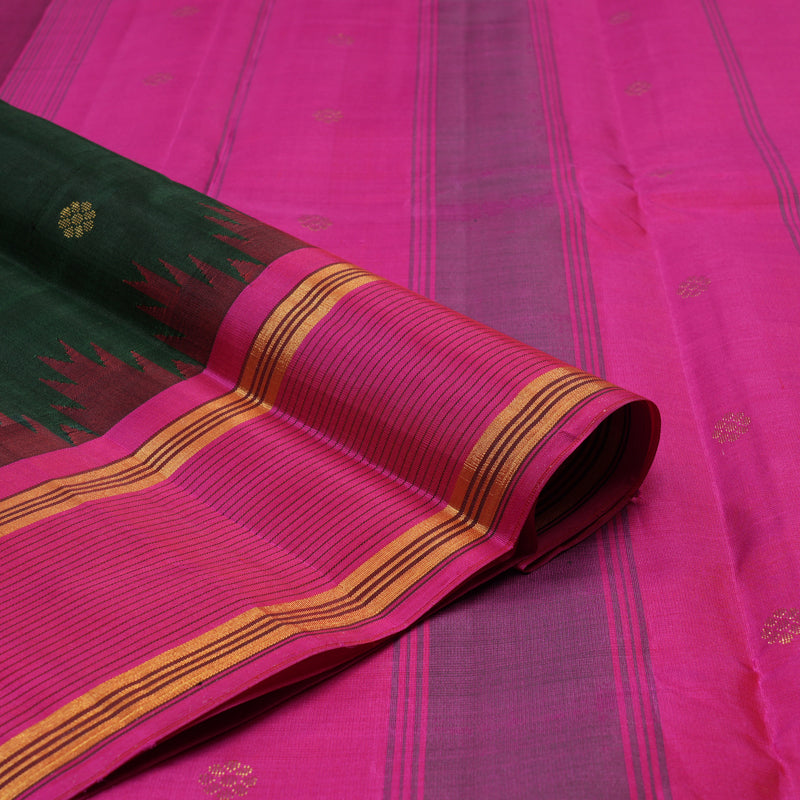 Hayagrivas Handloom Bottle Green Kanjivaram Silk Saree with Ganga Jamuna Border KSBE135C6-3