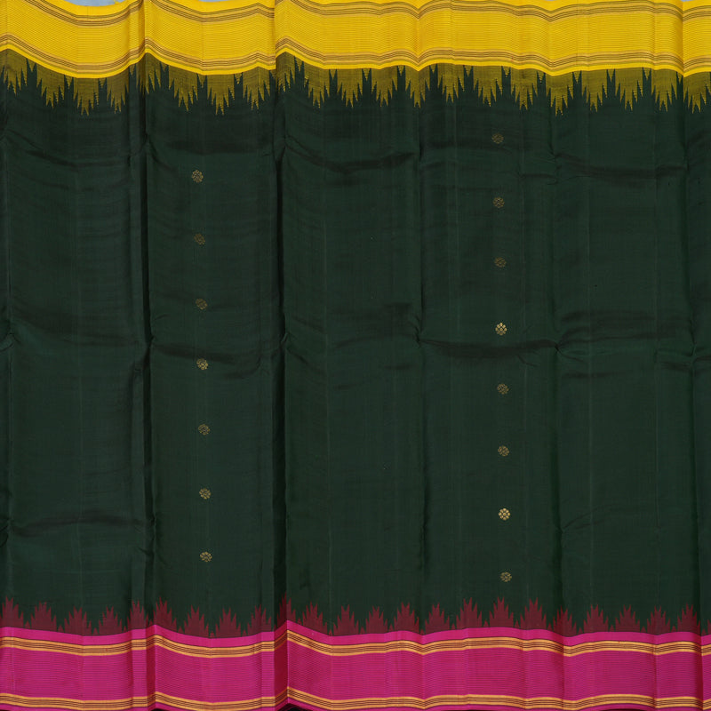Hayagrivas Handloom Bottle Green Kanjivaram Silk Saree with Ganga Jamuna Border KSBE135C6-3