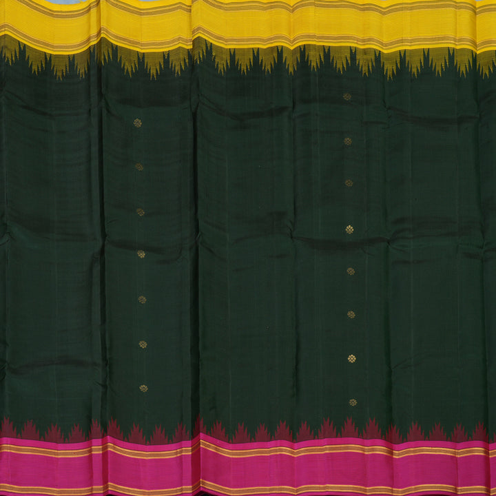 Hayagrivas Handloom Bottle Green Kanjivaram Silk Saree with Ganga Jamuna Border KSBE135C6-3