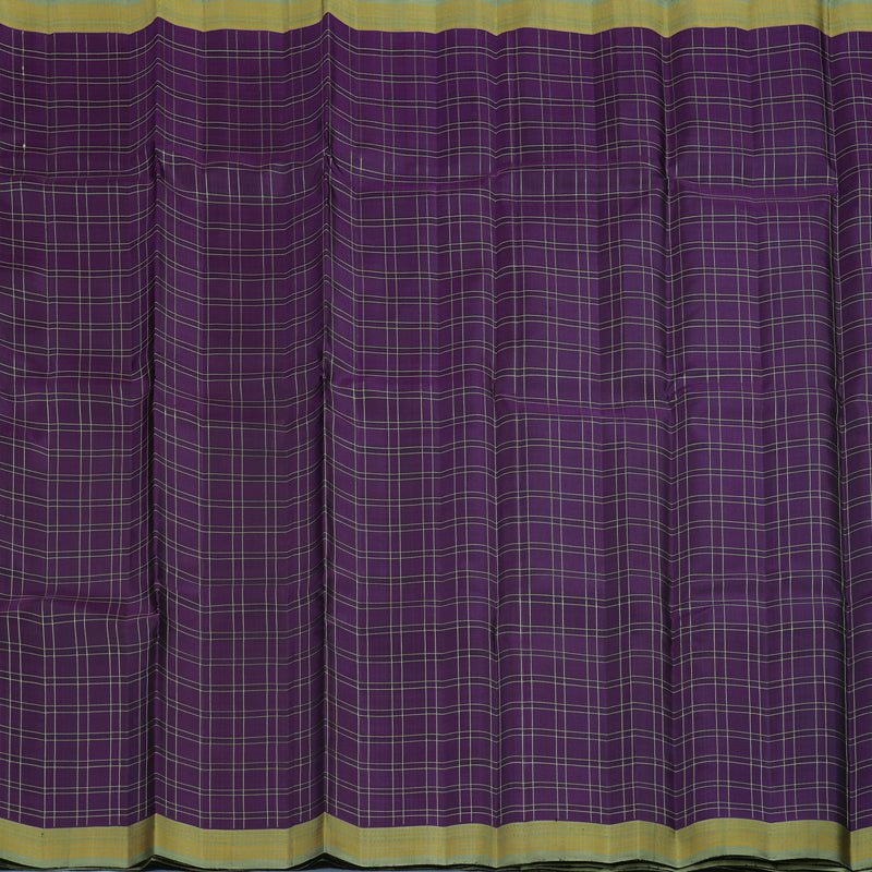 Hayagrivas Handloom Deep Violet Kanjivaram Silk Saree with Sage Green Border KSBE135C8-1