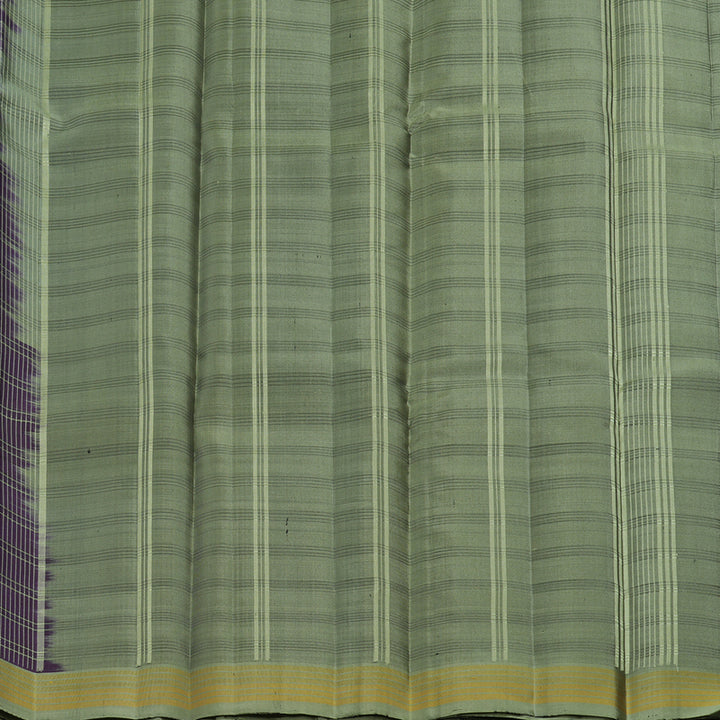 Hayagrivas Handloom Deep Violet Kanjivaram Silk Saree with Sage Green Border KSBE135C8-1