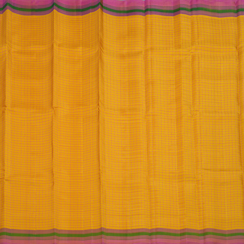 Hayagrivas Handloom Turmeric Yellow Kanjivaram Silk Saree with Pink Border KSBE135C8-2