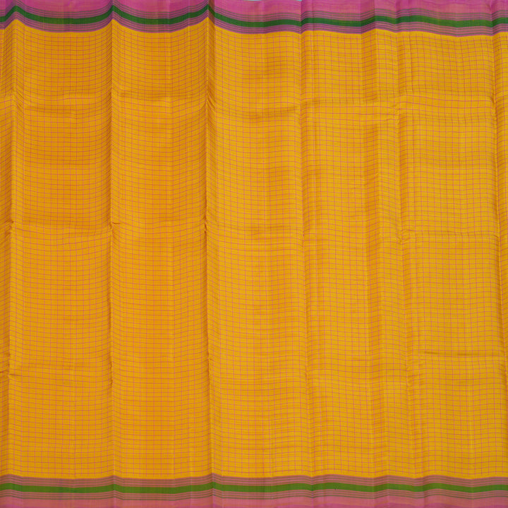 Hayagrivas Handloom Turmeric Yellow Kanjivaram Silk Saree with Pink Border KSBE135C8-2
