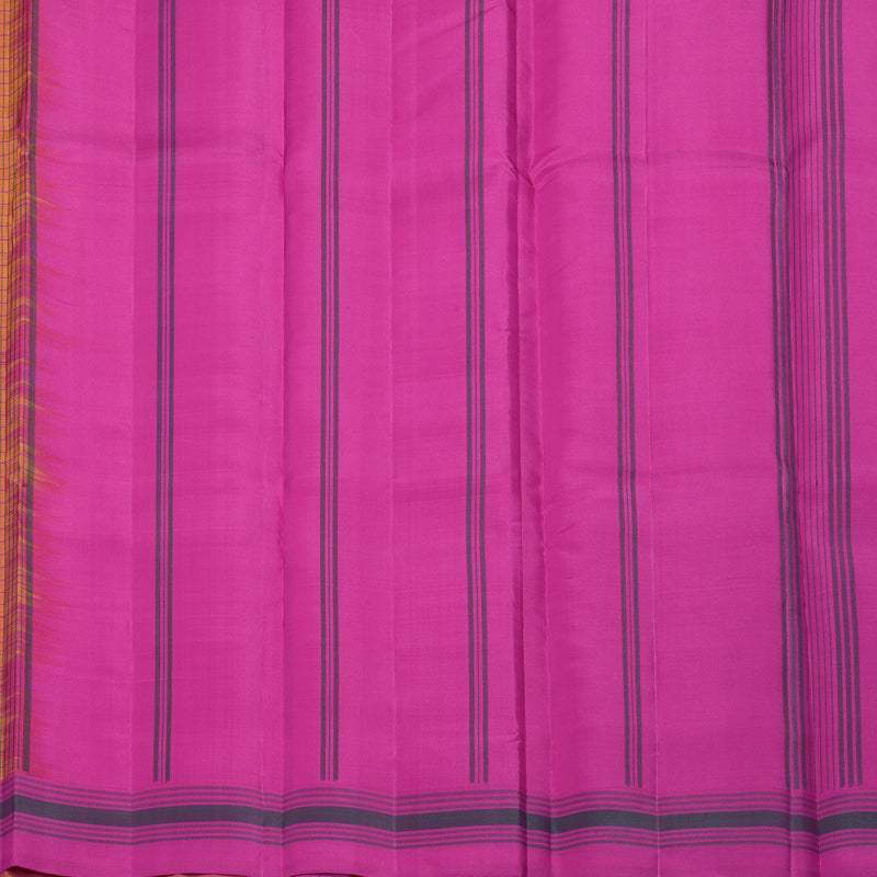 Hayagrivas Handloom Turmeric Yellow Kanjivaram Silk Saree with Pink Border KSBE135C8-2