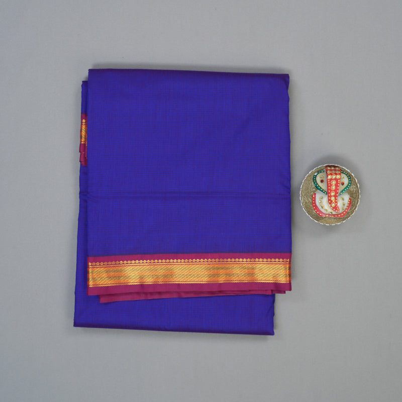 Hayagrivas Blue Ten Yards Semi Silk Saree KSBE136C4-3