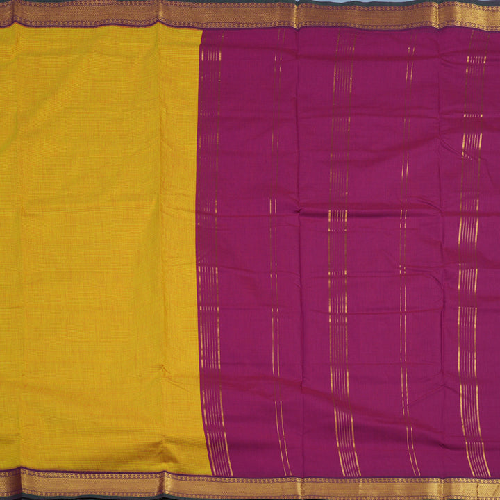 Hayagrivas Golden Yellow Ten Yards Semi Silk Saree KSBE136C5-4
