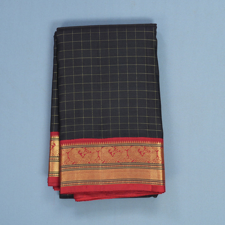 Hayagrivas Handloom Kanchana Brown Kanjivaram Silk Saree with Red Border KSBE138C4-1
