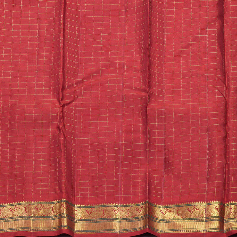 Hayagrivas Handloom Kanchana Brown Kanjivaram Silk Saree with Red Border KSBE138C4-1