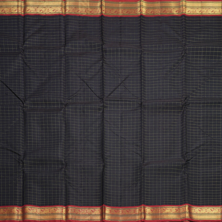 Hayagrivas Handloom Kanchana Brown Kanjivaram Silk Saree with Red Border KSBE138C4-1