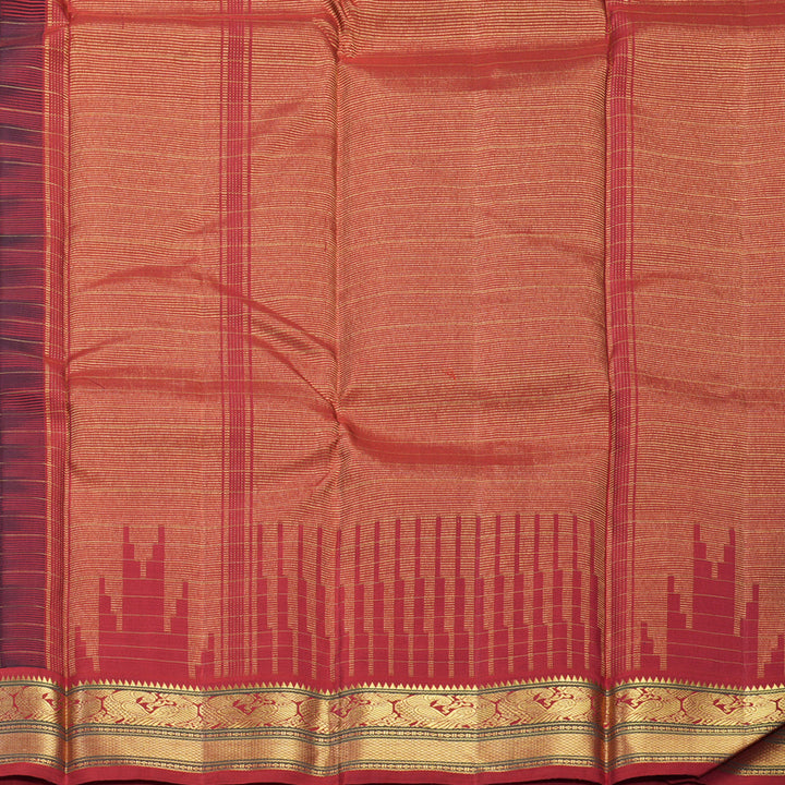 Hayagrivas Handloom Kanchana Brown Kanjivaram Silk Saree with Red Border KSBE138C4-1