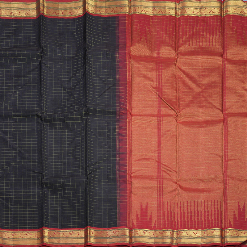 Hayagrivas Handloom Kanchana Brown Kanjivaram Silk Saree with Red Border KSBE138C4-1