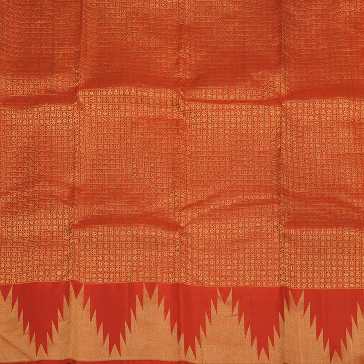 Hayagrivas Handloom Red Kanjivaram Silk Saree with Temple Border KSBE13I6-6