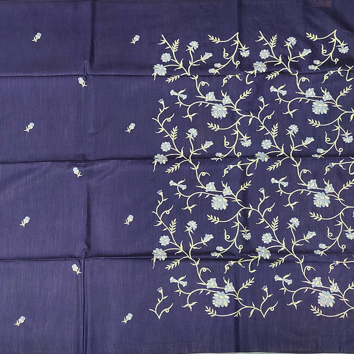 Hayagrivas Navy Blue Fancy Cotton Saree KSBE142C6-1