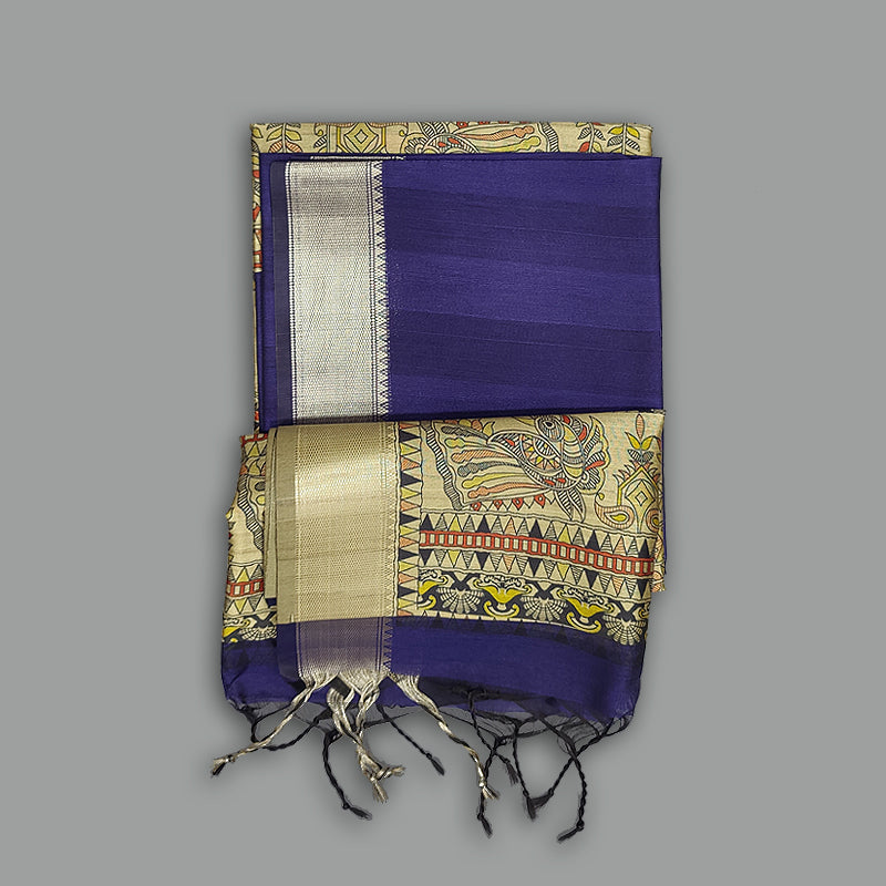 Hayagrivas Ink Blue Fancy Cotton Saree KSBE145C5-7