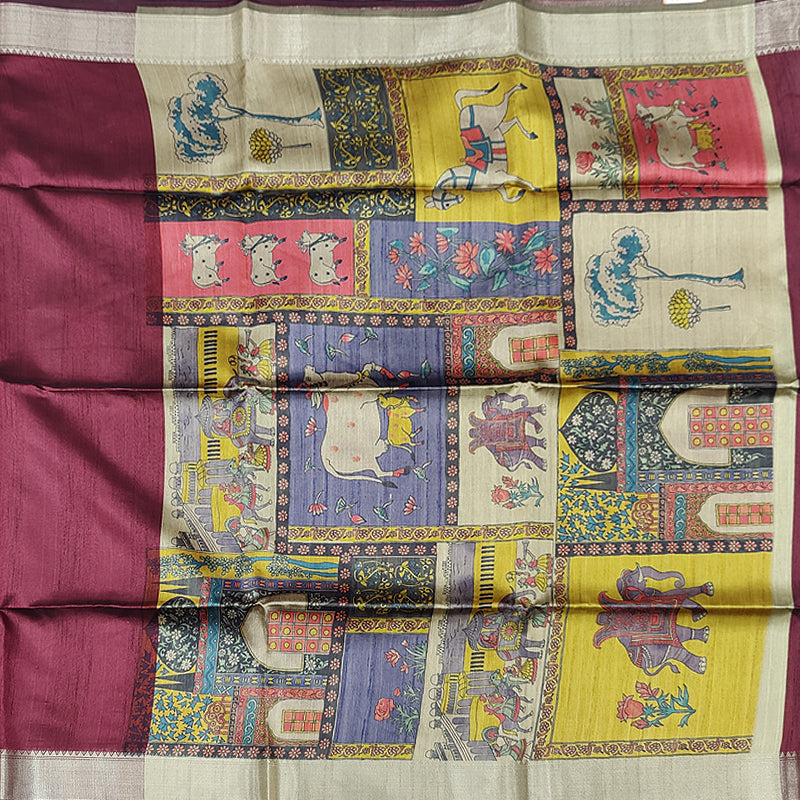 Hayagrivas Maroon Fancy Cotton Saree KSBE145C8-3