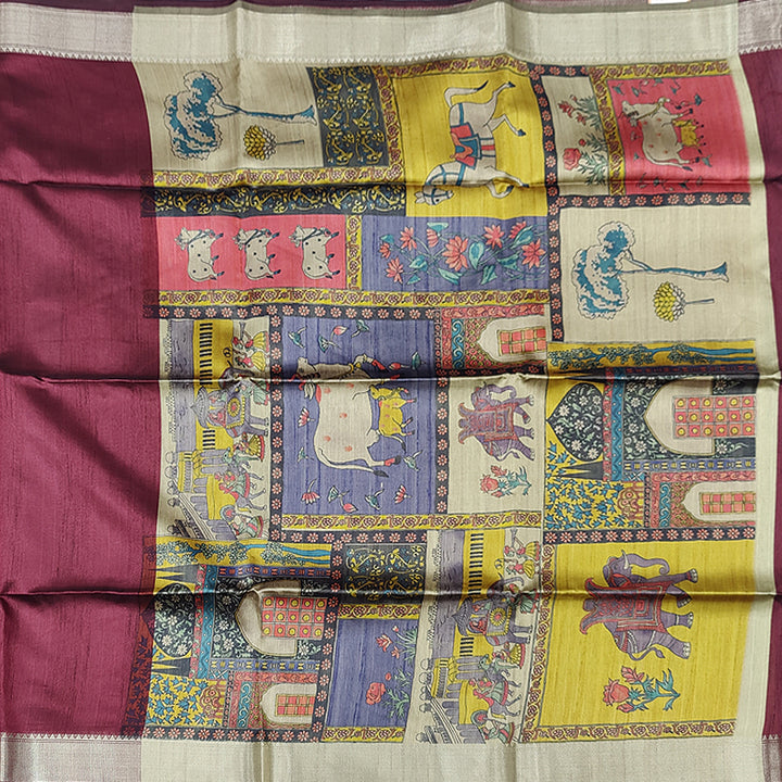 Hayagrivas Maroon Fancy Cotton Saree KSBE145C8-3