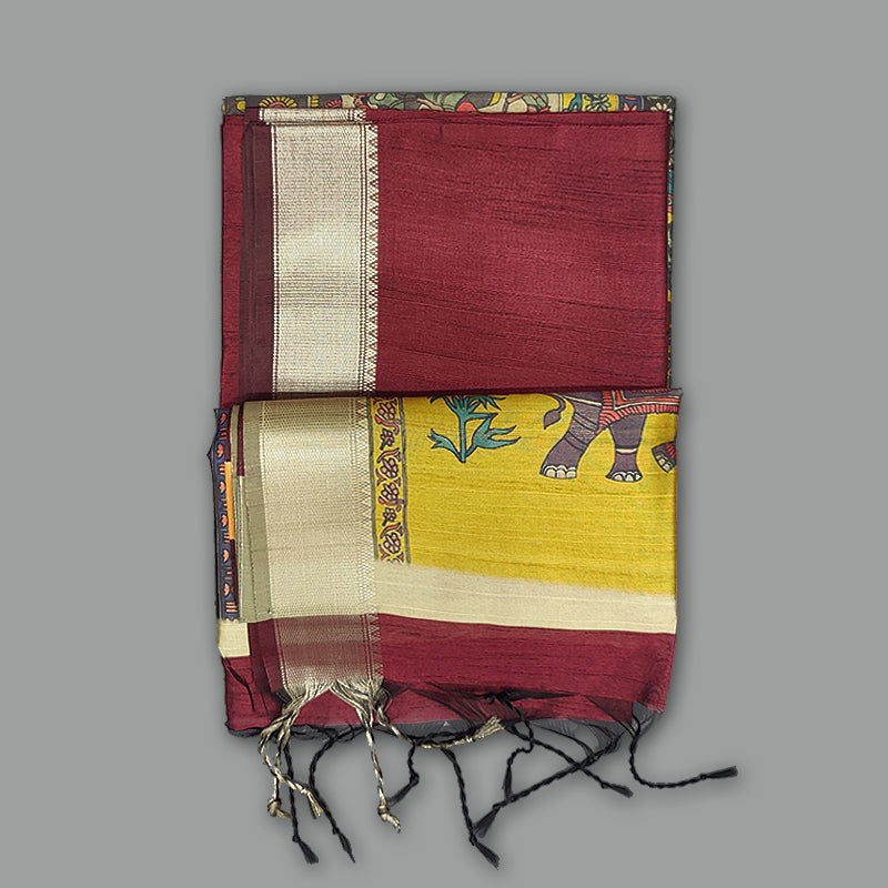 Hayagrivas Maroon Fancy Cotton Saree KSBE145C8-3
