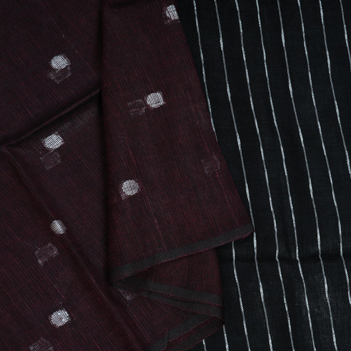 Hayagrivas Wine Handloom Linen Saree KSBE147C1-2