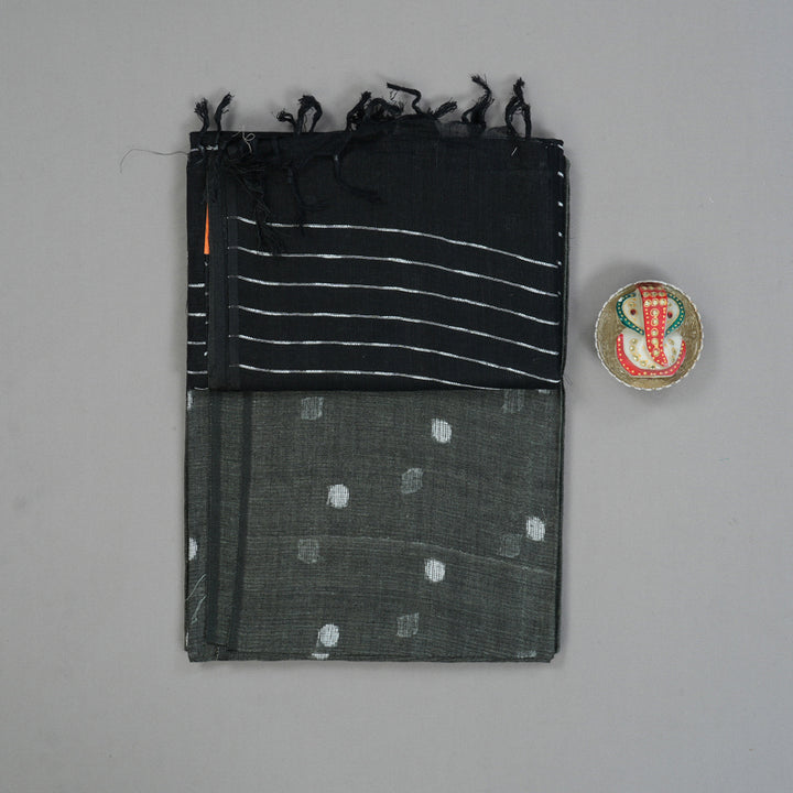 Hayagrivas Elephant Grey Handloom Linen Saree KSBE147C1-4