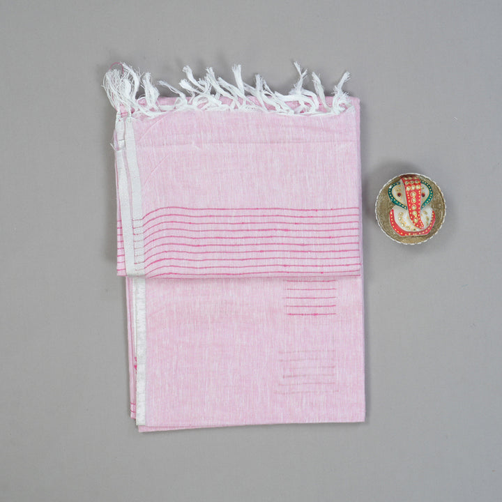 Hayagrivas Baby Pink Handloom Linen Saree KSBE147C10-1
