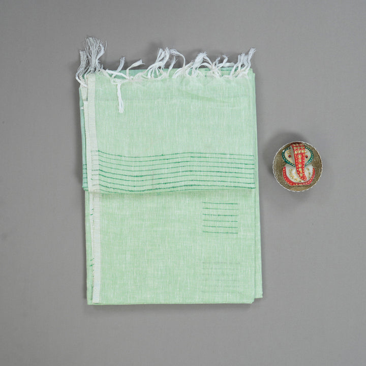 Hayagrivas Pista Green Handloom Linen Saree KSBE147C10-2
