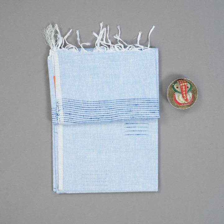 Hayagrivas Powder Blue Handloom Linen Saree KSBE147C10-3