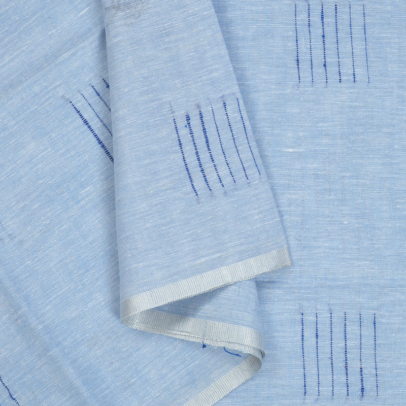 Hayagrivas Powder Blue Handloom Linen Saree KSBE147C10-3