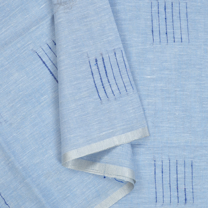 Hayagrivas Powder Blue Handloom Linen Saree KSBE147C10-3