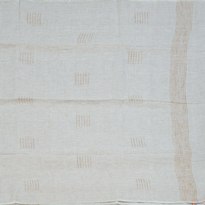 Hayagrivas Light Grey Handloom Linen Saree KSBE147C10-5