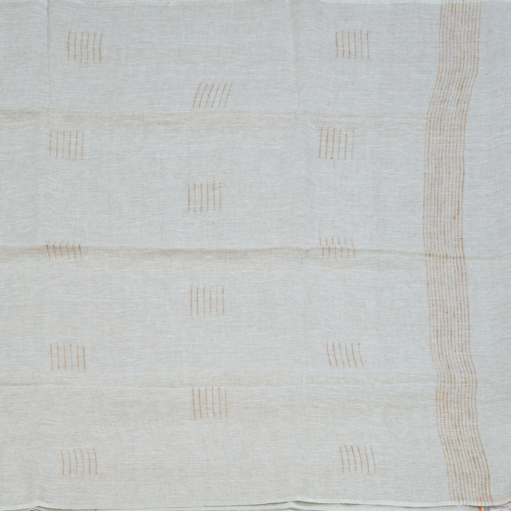 Hayagrivas Light Grey Handloom Linen Saree KSBE147C10-5