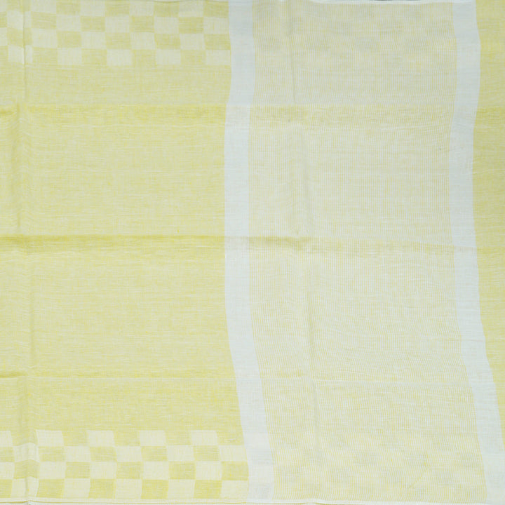 Hayagrivas Lemon Yellow Handloom Linen Saree KSBE147C11-3