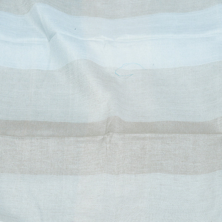 Hayagrivas Sky Blue & Grey Checks Handloom Linen Saree KSBE147C12-1