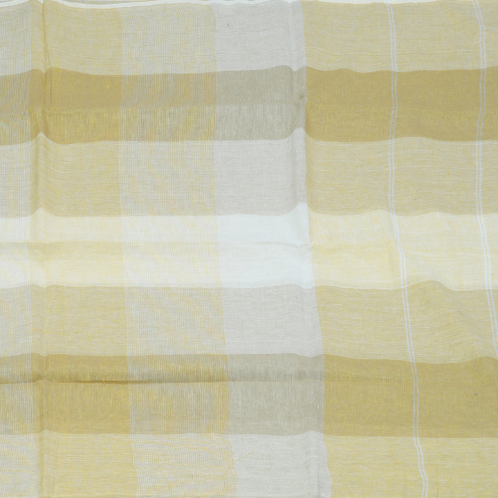 Hayagrivas Yellow & Grey Checks Handloom Linen Saree KSBE147C12-2