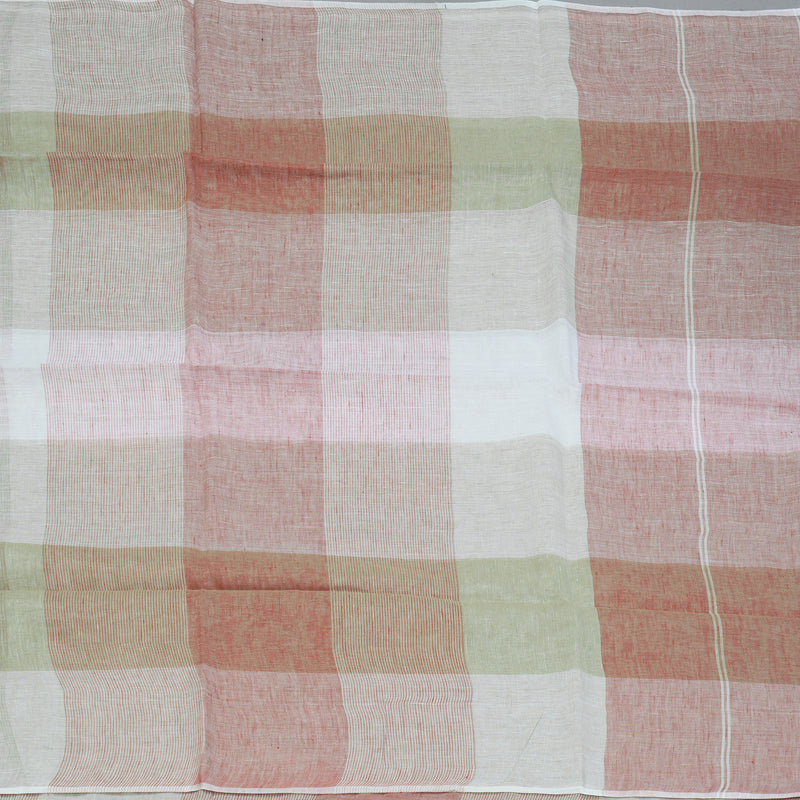 Hayagrivas Multichecks Handloom Linen Saree KSBE147C12-3