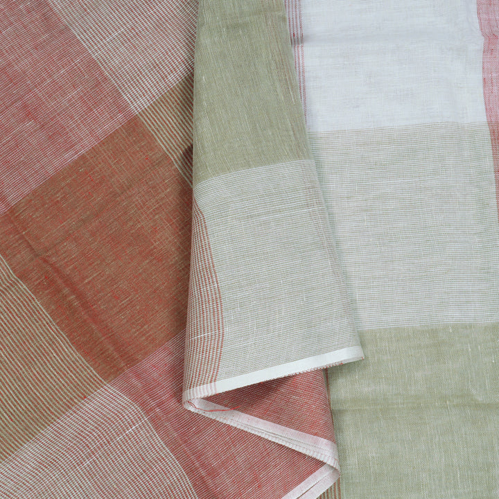 Hayagrivas Multichecks Handloom Linen Saree KSBE147C12-3