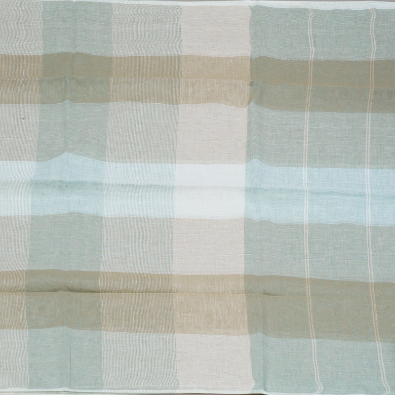 Hayagrivas Powder Blue Checks Handloom Linen Saree KSBE147C12-4