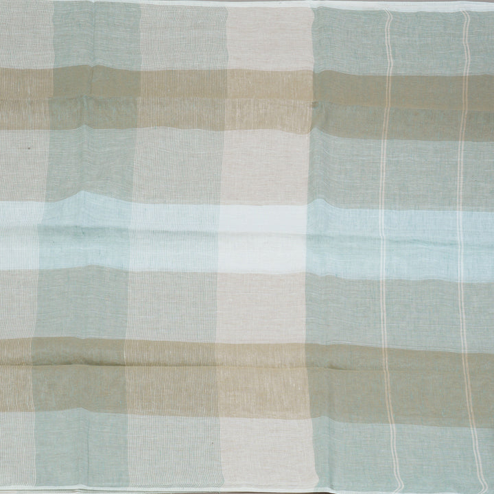 Hayagrivas Powder Blue Checks Handloom Linen Saree KSBE147C12-4