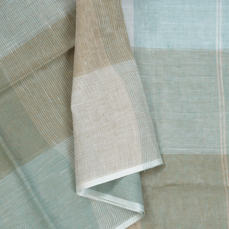 Hayagrivas Powder Blue Checks Handloom Linen Saree KSBE147C12-4