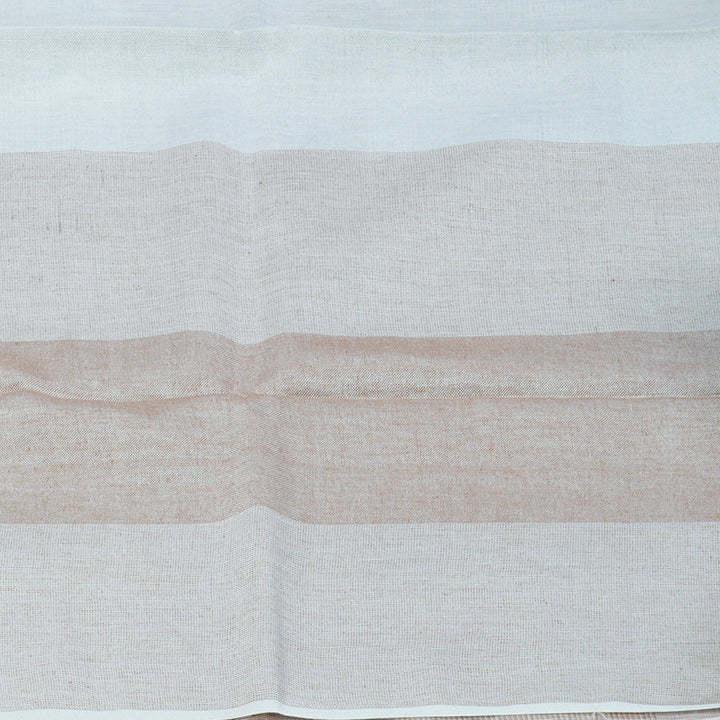 Hayagrivas Light Brown & White Checks Handloom Linen Saree KSBE147C12-5