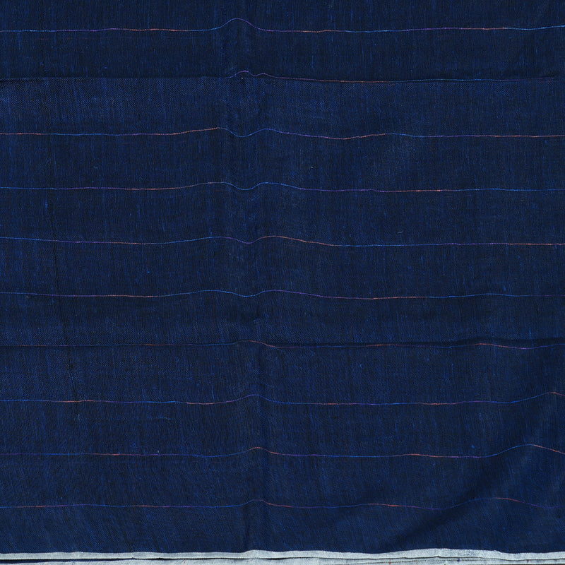 Hayagrivas Dark Blue Handloom Linen Saree KSBE147C3-1